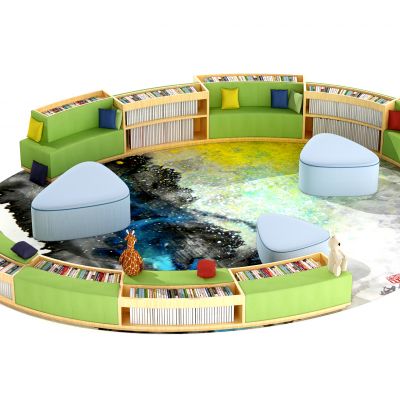 现代儿童书柜卡座