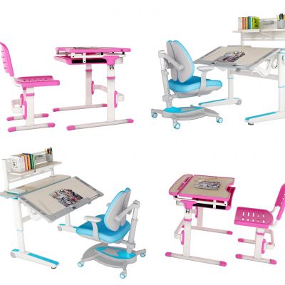 现代儿童多功能学习桌椅3D模型