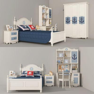 地中海实木儿童床儿童柜