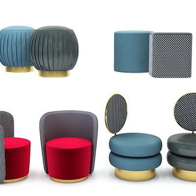 现代轻奢圆形沙发凳化妆凳