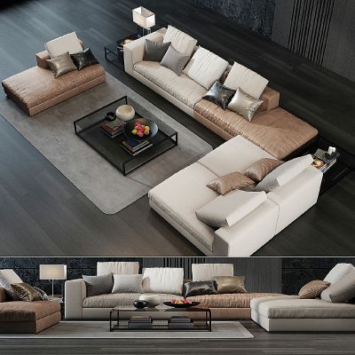 现代转角沙发茶几组合