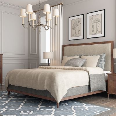 美式卧室美式床铁艺吊灯装饰柜