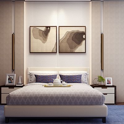 现代卧室床床头柜