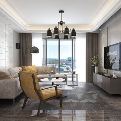 现代北欧客厅转角沙发电视柜休闲椅