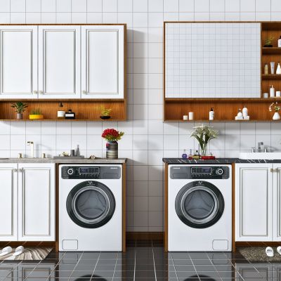 现代阳台卫生间浴室柜洗衣机伴侣