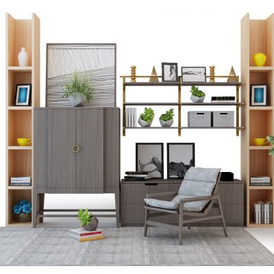 现代休闲椅装饰架