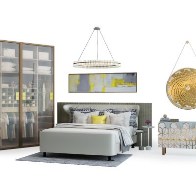 现代床衣柜玄关柜