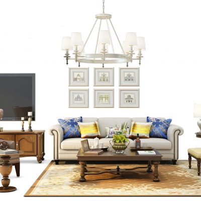 欧式美式沙发茶几组合