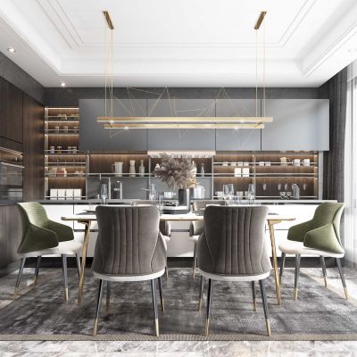 现代开放式厨房餐厅