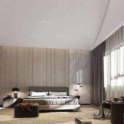 现代轻奢卧室，主卧，次卧，床，床头背景墙