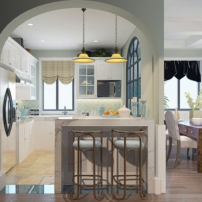 简欧厨房客餐厅吧椅