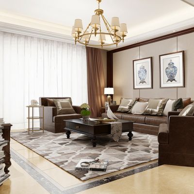 欧式简欧美式客厅沙发茶几电视柜书柜组合