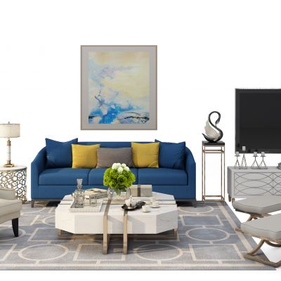 现代欧式沙发电视柜组合