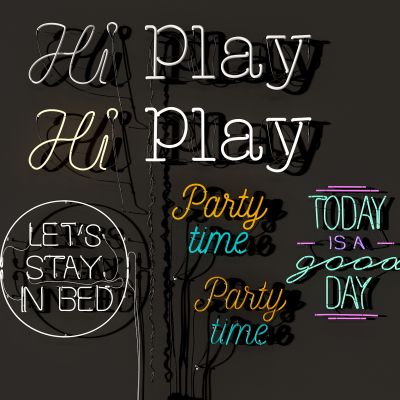 现代咖啡厅餐厅酒吧夜店霓虹灯管彩灯