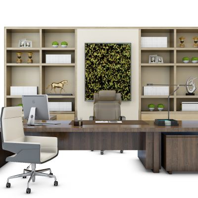 现代老板台书柜