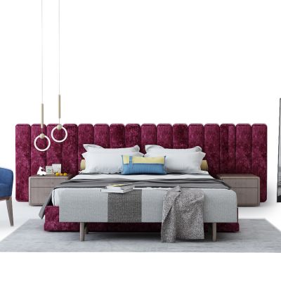 北欧床椅子吊灯组合