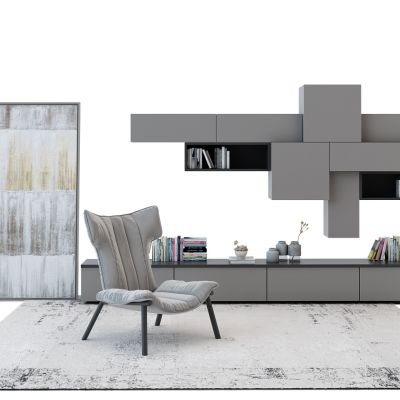 现代休闲椅电视柜