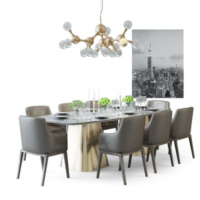 现代餐桌椅组合吊灯