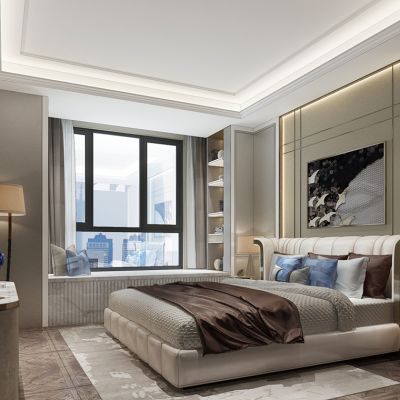 简欧式现代轻奢卧室床副本