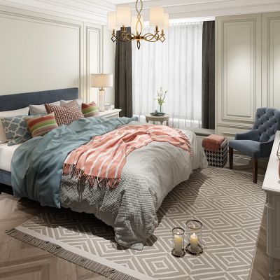 简欧式卧室床床头柜