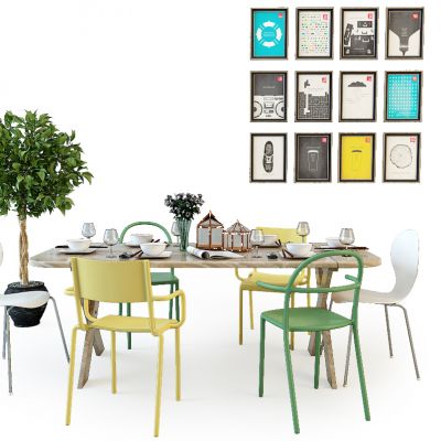 现代餐桌椅组合