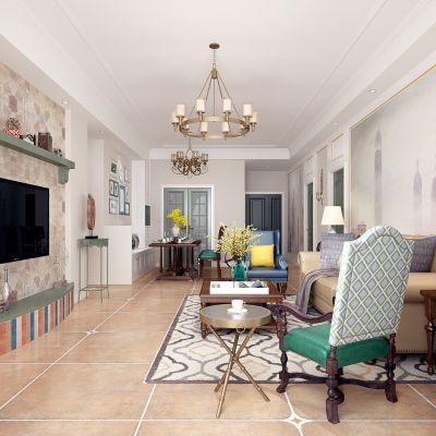 美式欧式客餐厅沙发茶几椅子台灯