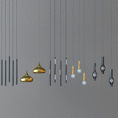 现代金属灯泡小吊灯组合