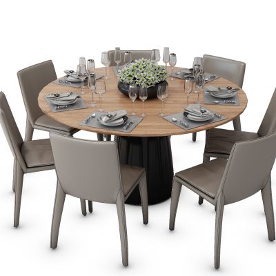 现代圆形餐桌椅