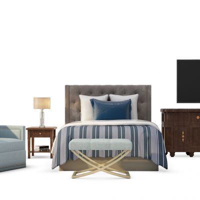 现代床电视柜组合