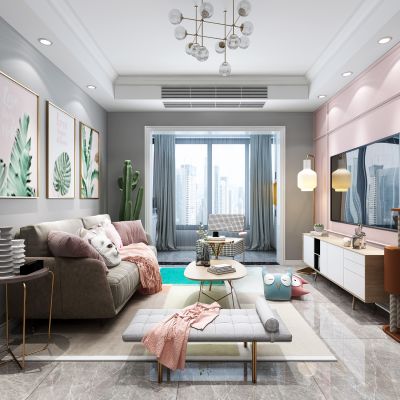 北欧现代客厅餐厅