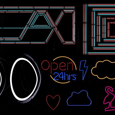 现代咖啡厅餐厅酒吧夜店霓虹灯管彩灯