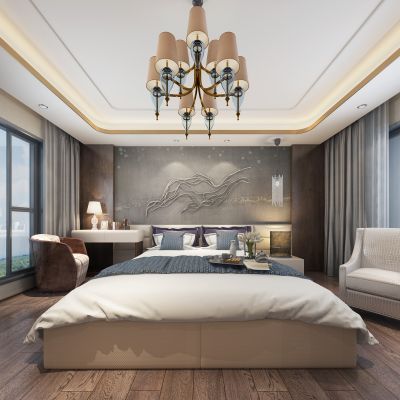 现代新中式轻奢卧室