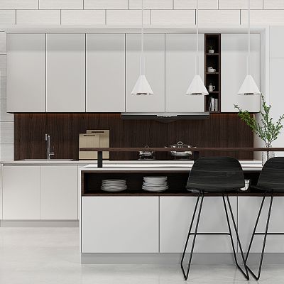 现代吧台吧椅厨房橱柜组合