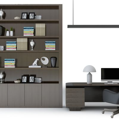 现代老板台书柜