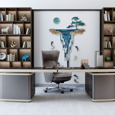 现代老板台书柜