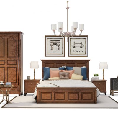 欧式床电视柜衣柜组合