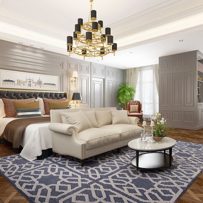 法式欧式美式卧室床书桌