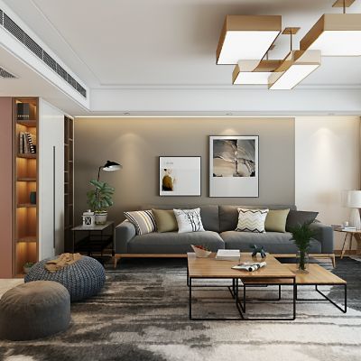 北欧现代客厅沙发阳台