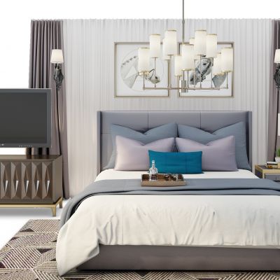 现代床电视柜组合