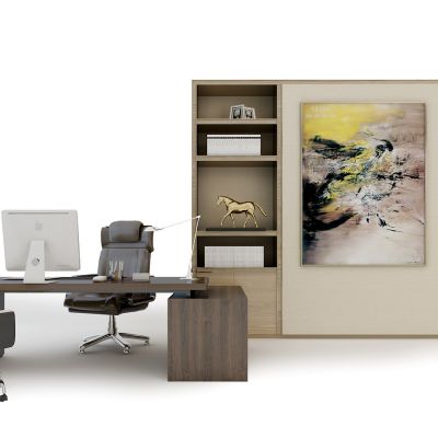 现代老板台书柜