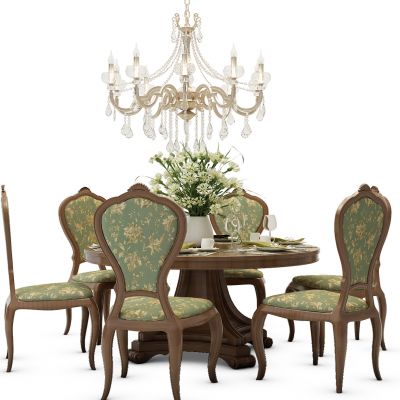 欧式餐桌椅组合圆桌