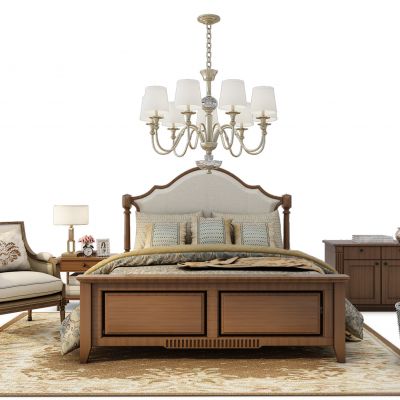 现代床装饰柜休闲椅