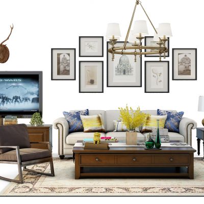 欧式美式沙发茶几组合