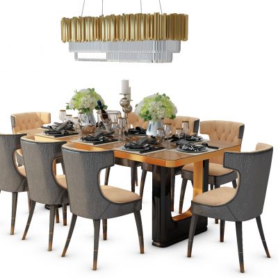 简欧餐桌椅组合吊灯