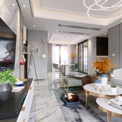 现代客餐厅火烈鸟