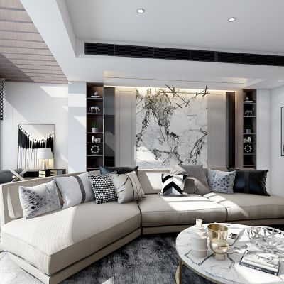 现代别墅客餐厅厨房