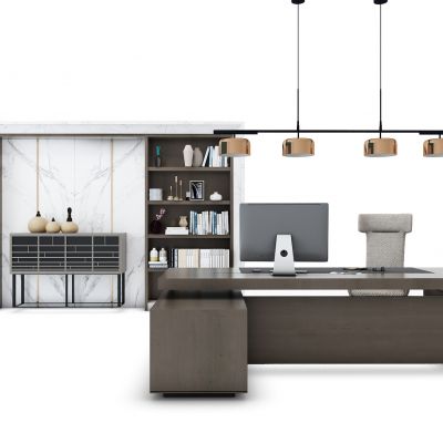 现代老板台书柜