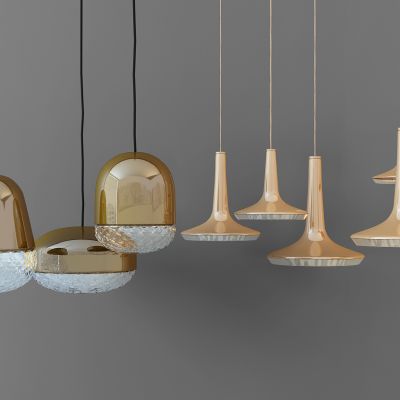 现代金属玻璃吊灯组合