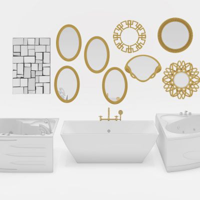 现代浴缸装饰镜组合