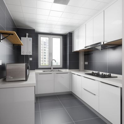 现代厨房橱柜燃气热水器